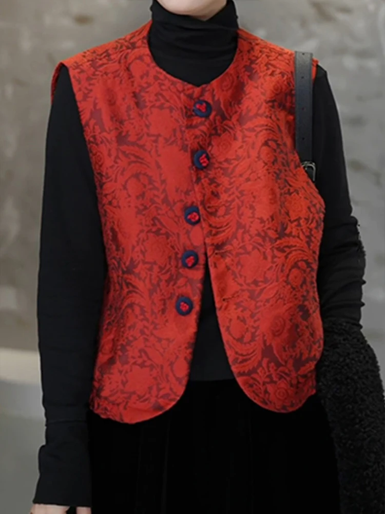 

New Chinese Sle Women's Svel Jaet round Ne Single Button Loose Slimming Top for Winter 2025 Faionable Casual Wear