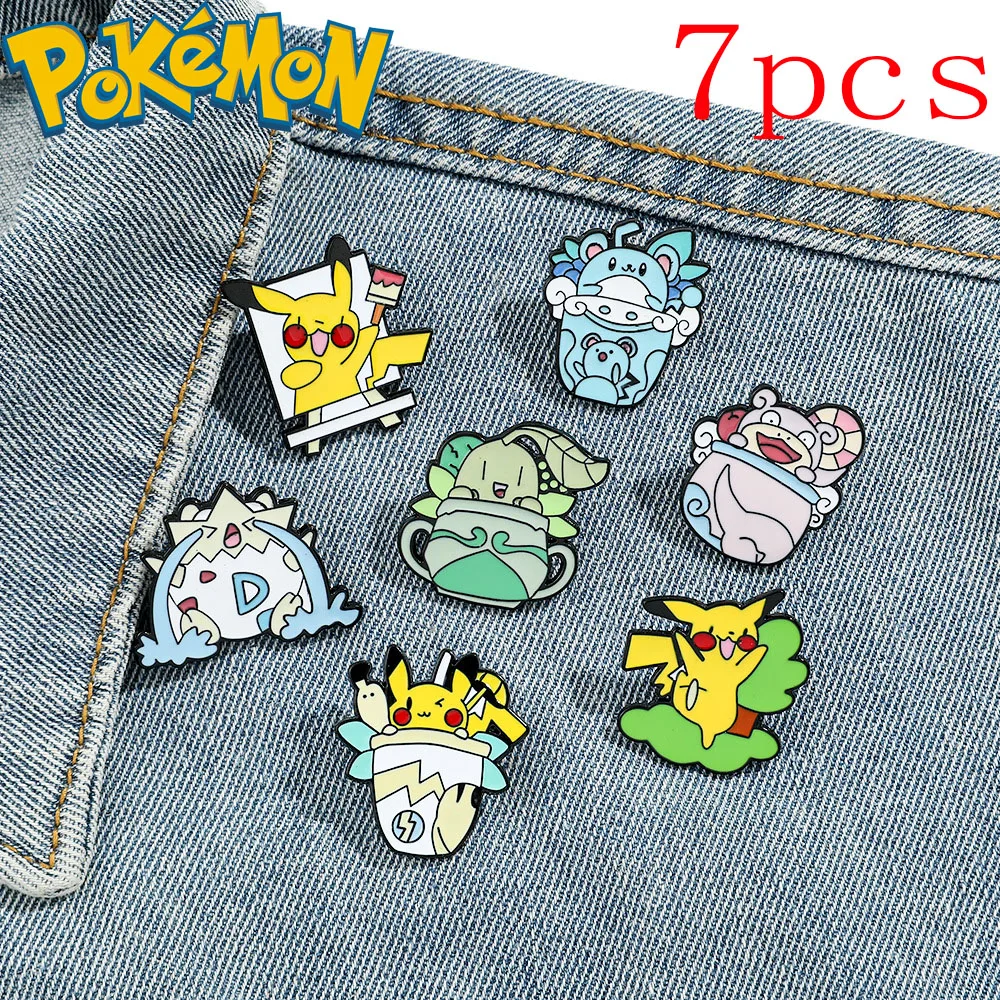 

1set Pokemon Cartoon Brooch Pikachu Togepi Cute Anime Figure Enamel Pin Shirt Bag Badge Fashion Jewelrys Accessories Kawaii Gift