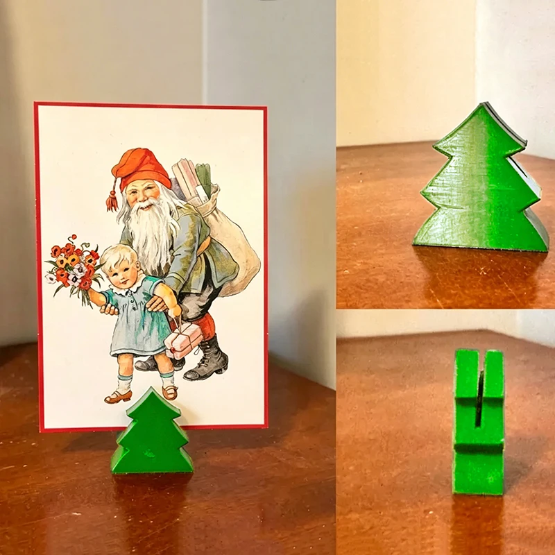 Green Christmas Tree Card Display Stand Photo Letter Holder Desktop Postcard Picture Frame Base Festive Craft Supply