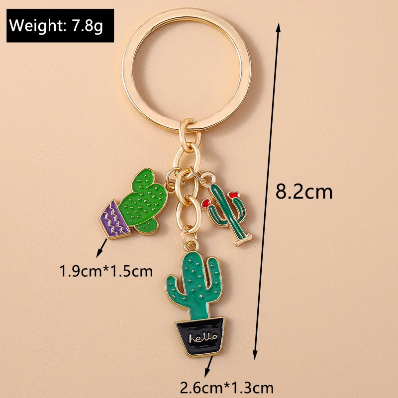 Aihua Niedlicher Wüstenpflanzen-Kaktus-Schlüsselanhänger für Damen und Herren, Schlüsselring, Taschenanhänger, DIY-Rucksackkette, Ringe, Schmuckgeschenke – Detail 2