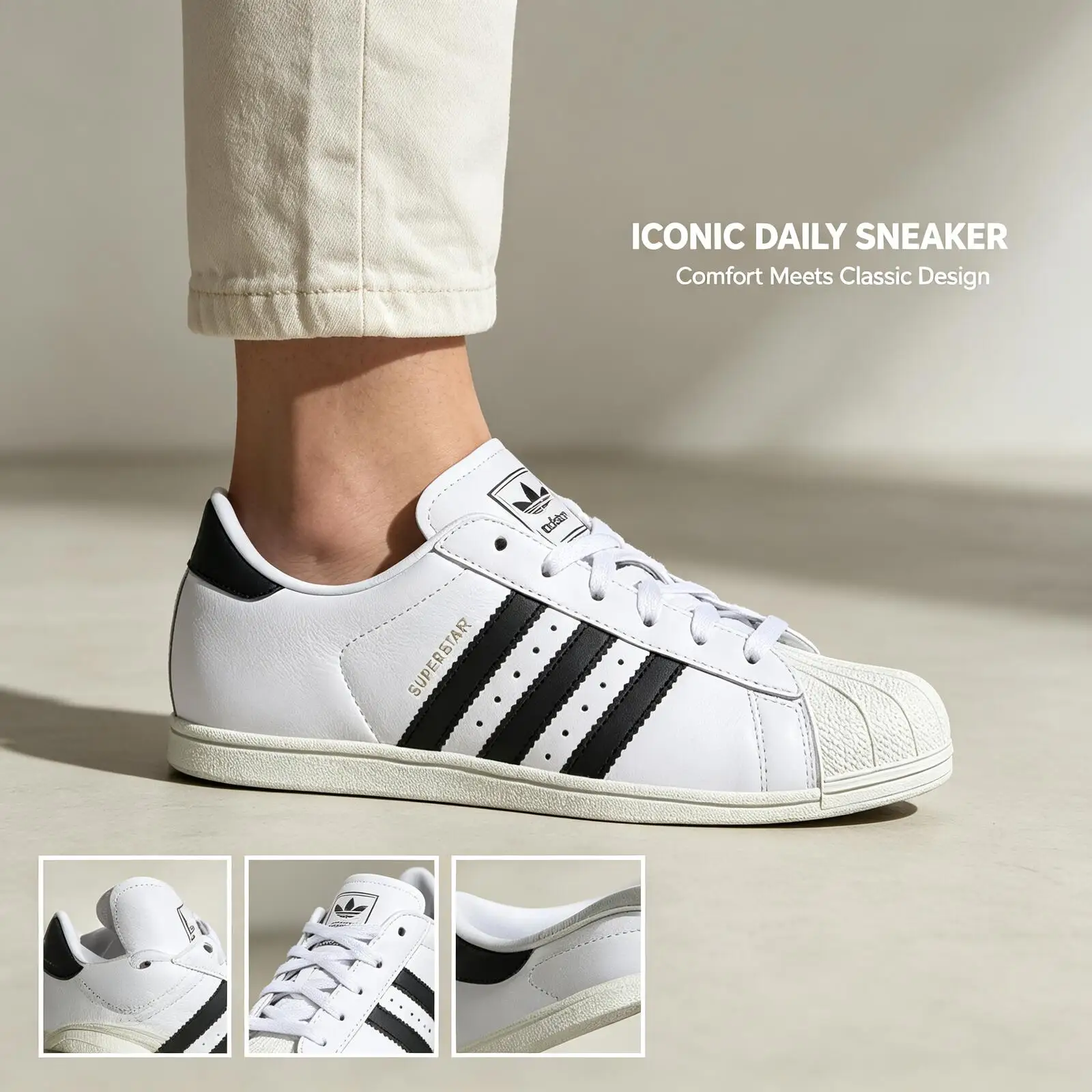 Adidas Flash Sale  OriginalsClassic Shell Toe Sneakers White Black Casual Urban Walking Shoes Comfortable Non-Slip Breathable