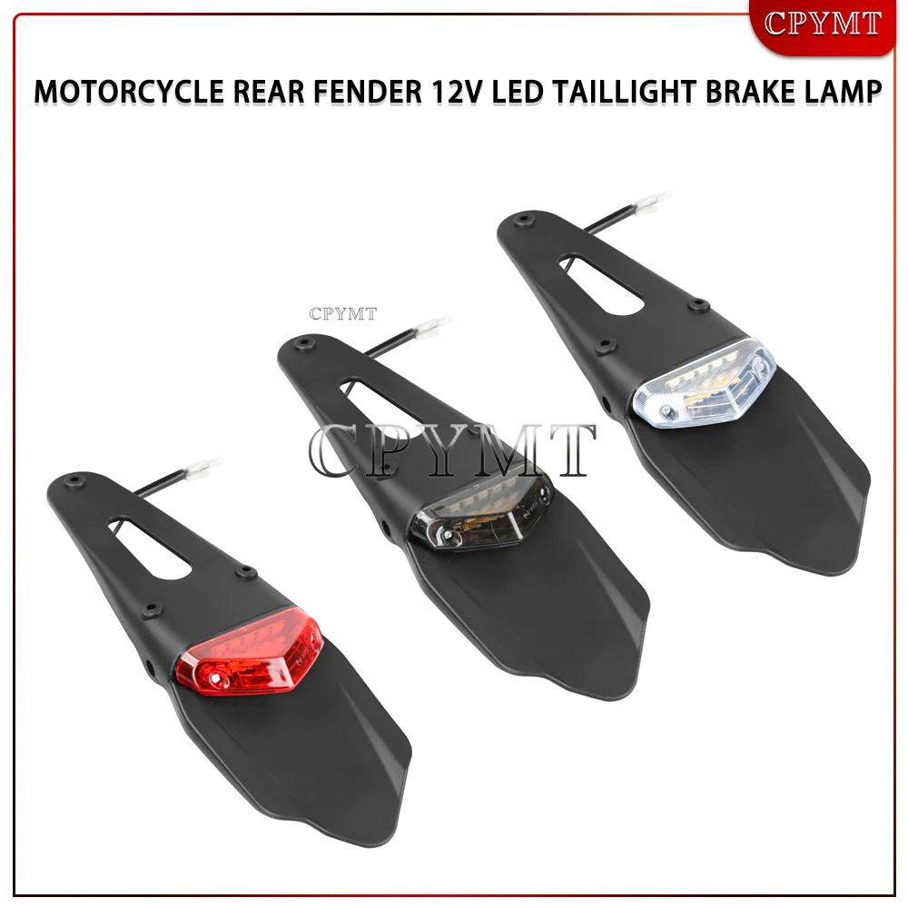 

Motorcycle 12V LED Taillight Brake Stop License Lamp With Rear Fender License Plate Bracket fit For Trail Super Enduro Dirt Bike