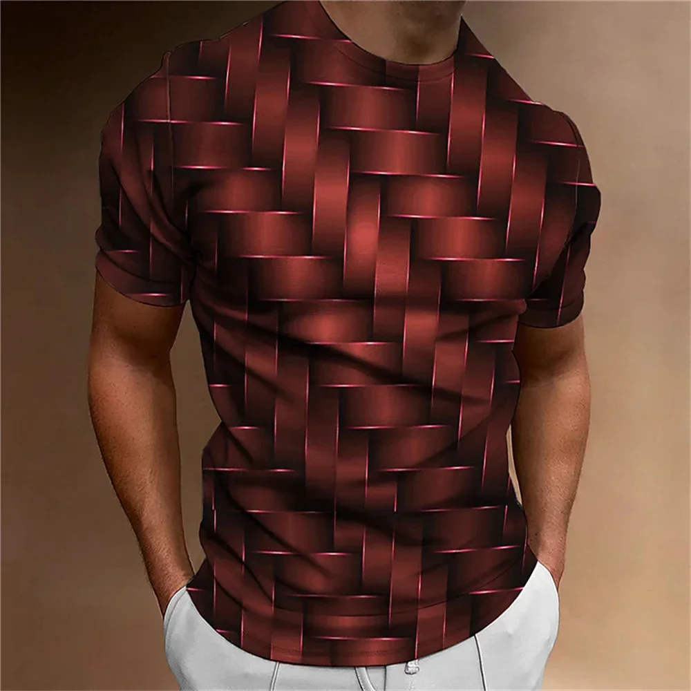 2023 Simple T-shirt Dos Homens Padr O Geomsamictrico 3d Impresso Men's Casual Everyday Top Vestuario Solto Vintage