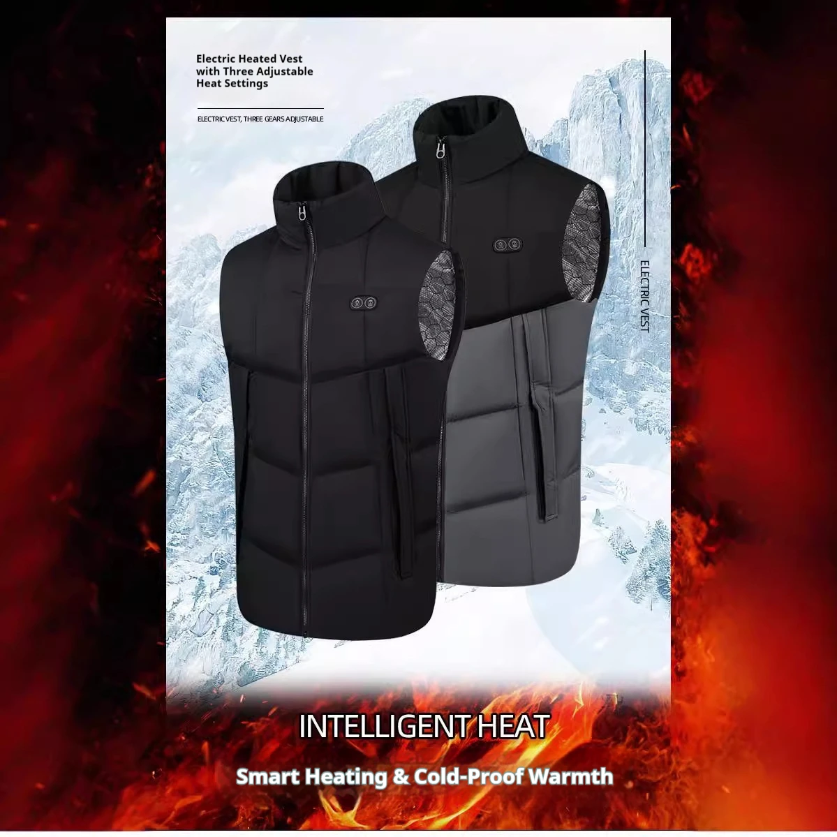Mens Smart Heated Vest 17 Heating Zones 4 Switches 3 Temperature Levels Winter Thermal Waistcoat Indoor Outdoor Warm Gilet