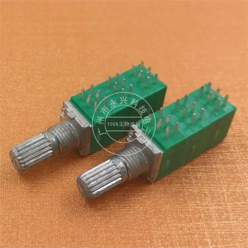 1PCS RK097G 097 Type Amplifier Audio Volume Adjustable Sealed Potentiometer B10K B50K 6 Link 18 Pin Flower Shaft Length 15MM