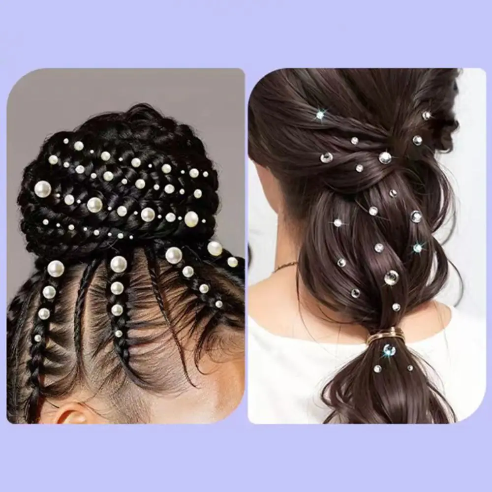 3/4/5/6/8/12MM 플랫백 진주 스티커 한정 진주 셀프 접착 네일 아트 라인스톤 임시 타투 라운드