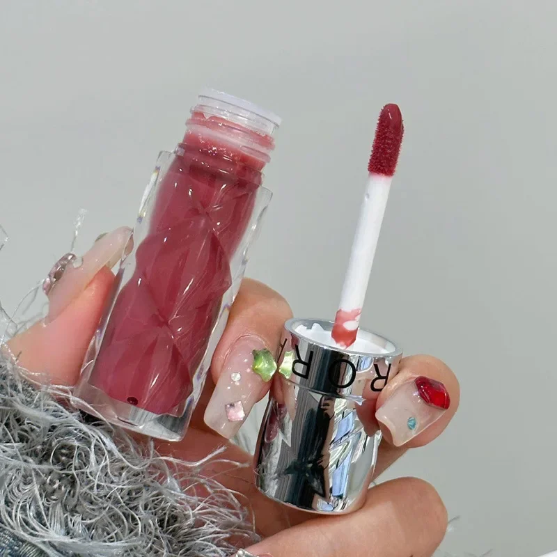 Brillo de labios transparente rojo de 6 colores, brillo de labios duradero, luz de agua de espejo, cristal de gelatina, aceite de labios, lápiz labial impermeable, maquillaje de tinte transparente desnudo