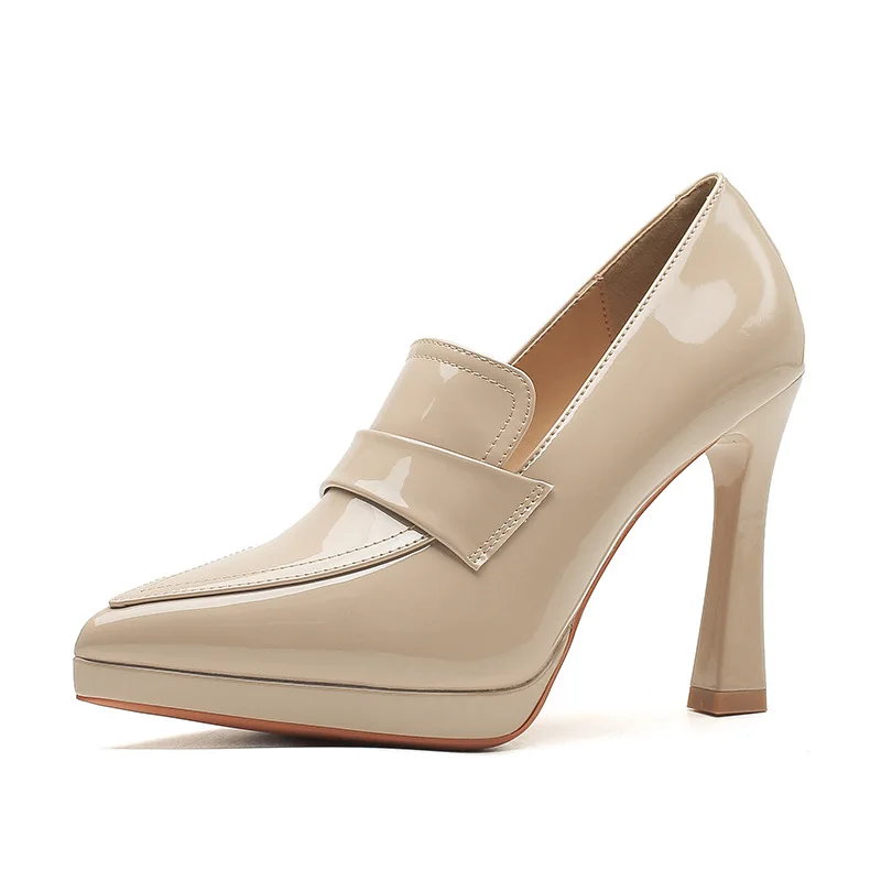 

Autumn new college style pointed toe slim heel high heels for women, waterproof platform single shoes for women