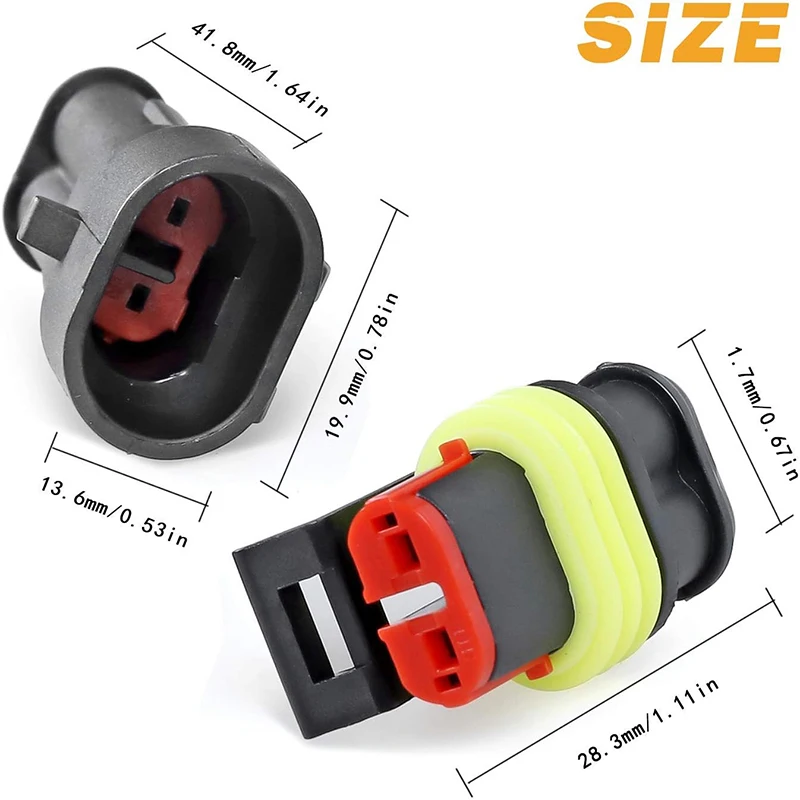 10 قطعة 2 دبوس موصل مقاوم للمياه 20-16 AWG سلك السيارات الكهربائية موصل 1.5 مللي متر سلسلة محطات الذكور الإناث للسيارة