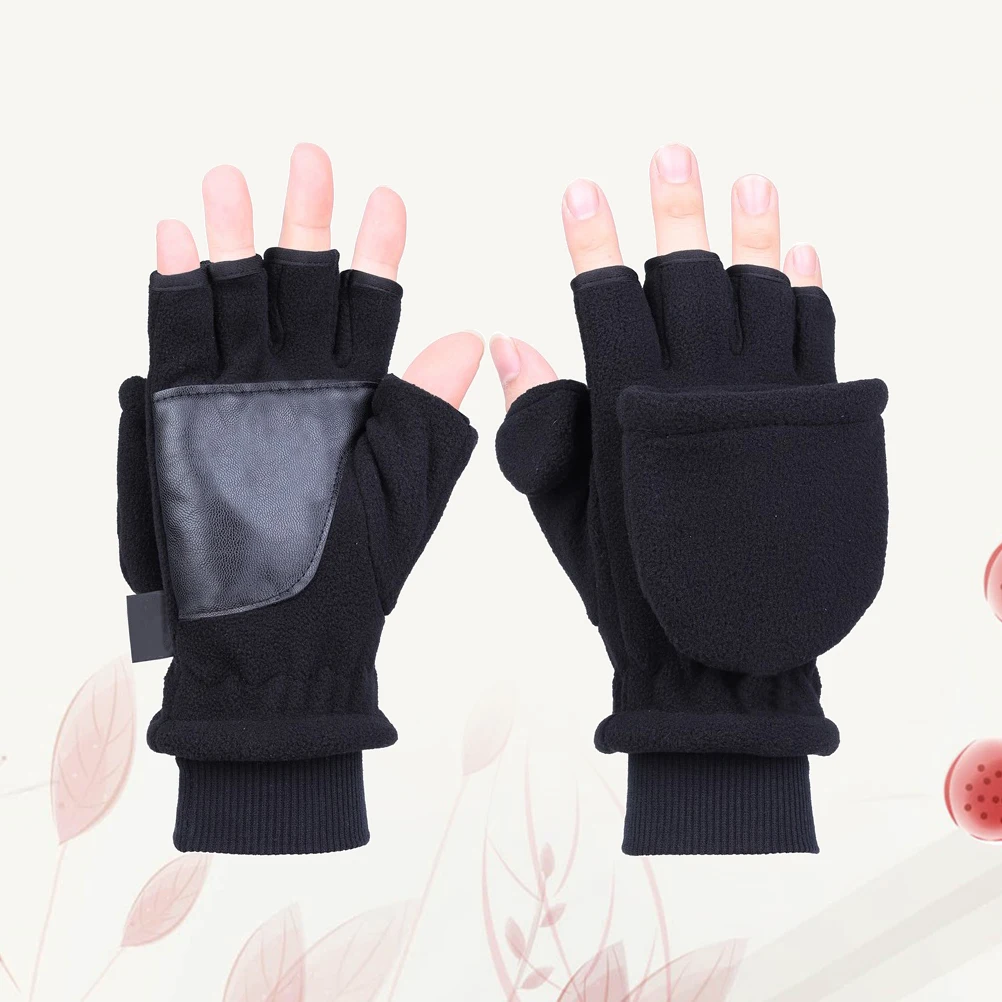 

Screen Gloves For Cold Weather Adult Half Finger Keep Warm Windproof Double Layer Riding Driving Gloves Student