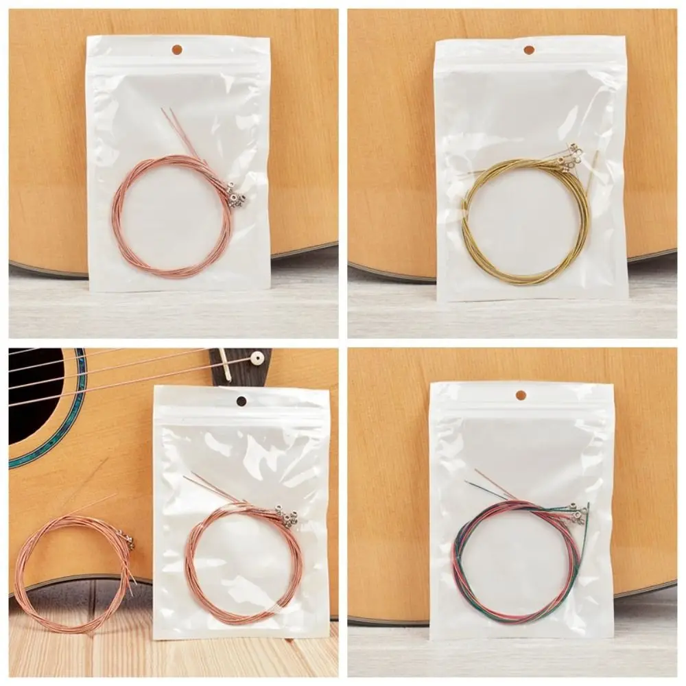 6 Strings Acoustic Guitar Strings Brass Red Copper Guitar Steel Strings Rainbow Colorful Anti Oxidation Coating