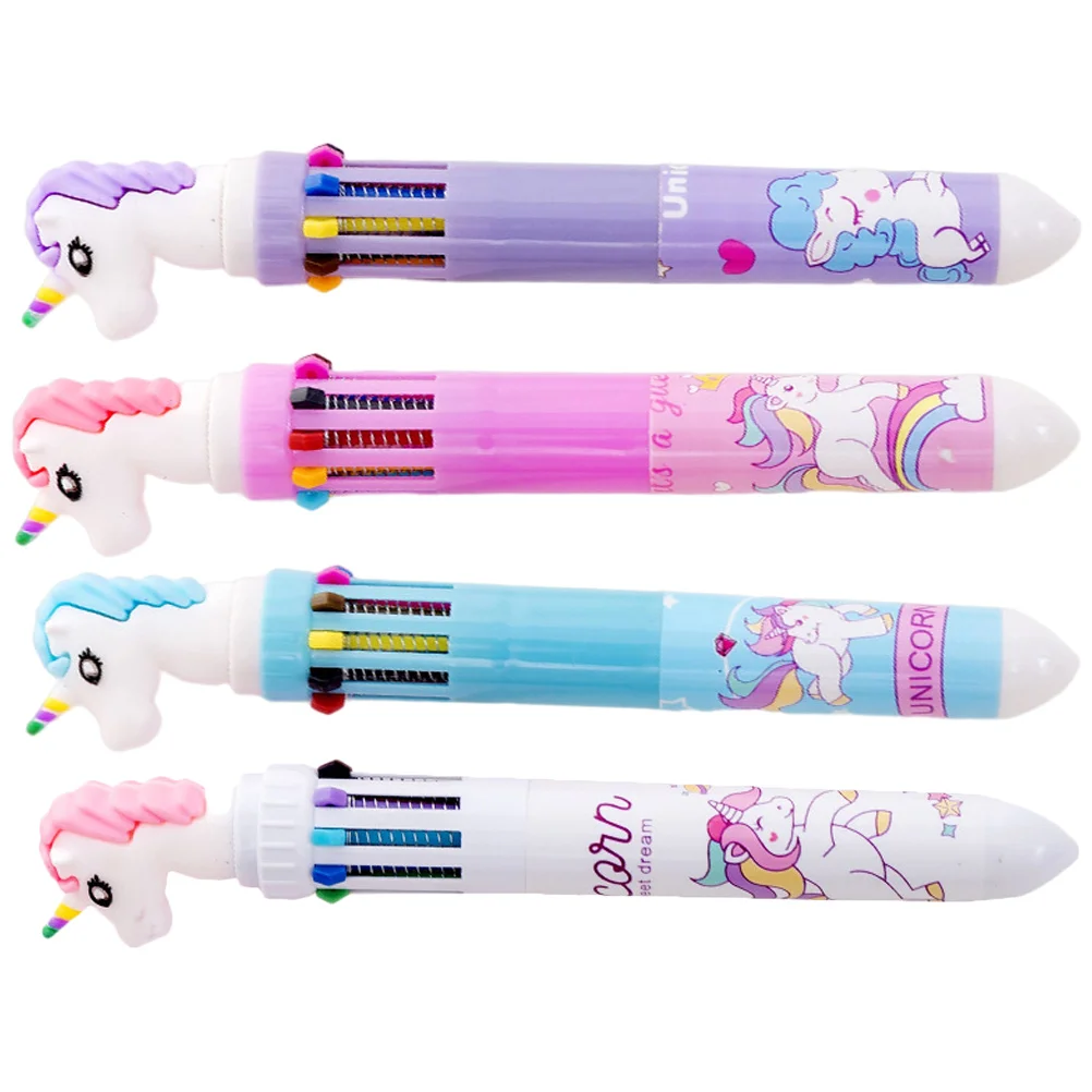 

4 Pcs Colored Ballpoint Pen Multicolor Mini Pens Household Abs Multicolored Ink Student Multi-color Multiple