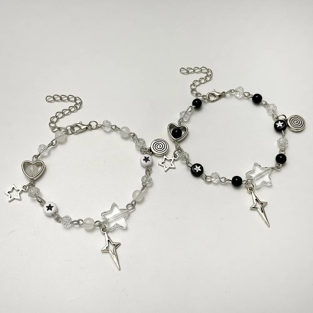 New Alloy Hollow Five-pointed Star Bracelet Adjustable Vintage Tredny Y2K Couple Bracelets Punk Matching Bracelets