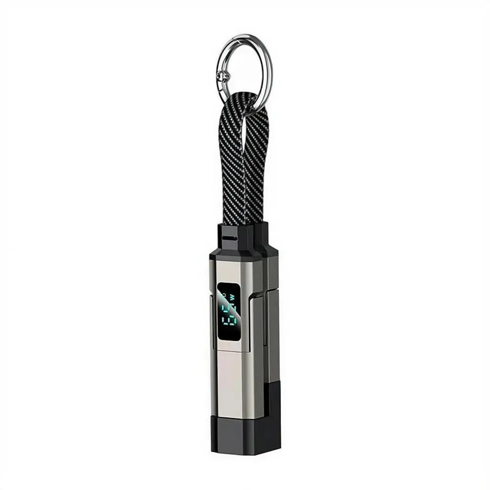 4-in-1 Ladekabel-Kombination Schlüsselanhänger Typ C/USB A/L Anschluss 240W Schnellladekabel mit V/A/W-Anzeige für iPhone/iPad – Detail 3