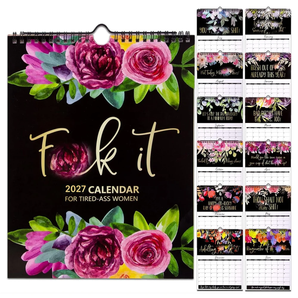 2027 Humor Slogan The Mental Health Calendar for Women Tired Weekly and Monthly Planning for Home and Office New Year Gifts
