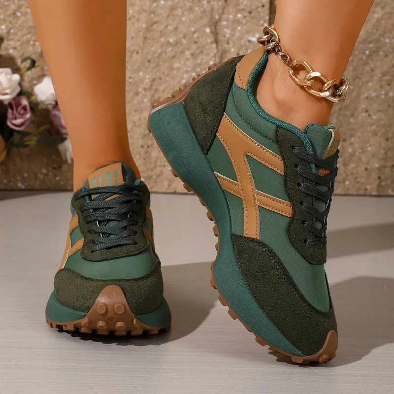 Women Sneakers Leather Casual Woman Lace Up Sport Shoes Luxury Platform Shoes Womens Leisure Light Anti-slip Running Shoes