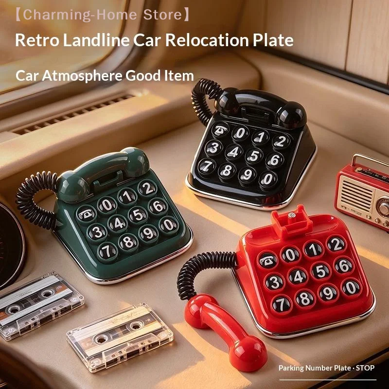 【M】Vintage Temporary Parking Phone Number Plate Creative Car Relocation Telephone Sign Auto Interior Decor Accessory Gift Owners