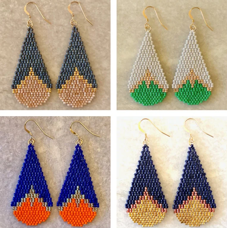 Beaded earrings Water drop "Colorful" Hand-woven Alloy Trend Simple Bohemia female Original Rice bead earrings