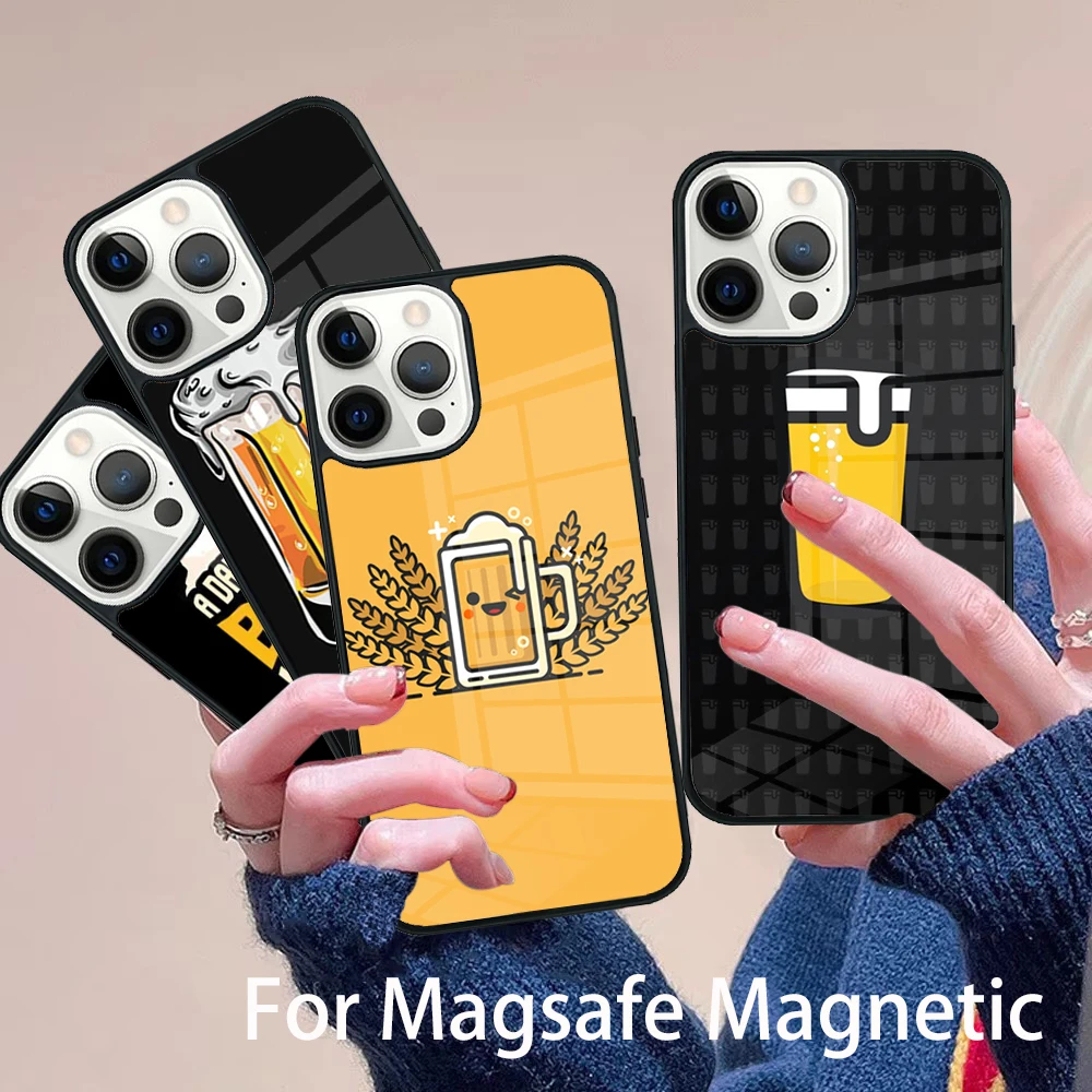 

Beer Cup Phone Case Magesafe Magnetic Wireless Charge Cover For IPhone 16 11 12 13 14 15 Pro Max Plus Mini