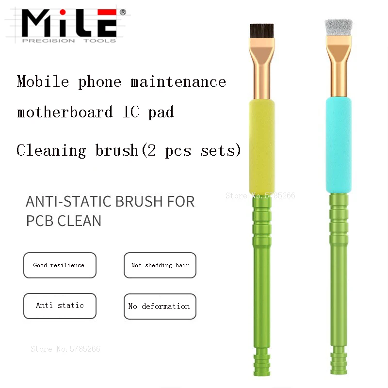 Anti-Static IC Pad Cleaning Metal Brush for iPhone Tablet Motherboard PCB CPU SMT Clean Removal Glue Repair Tools 2pcs/set