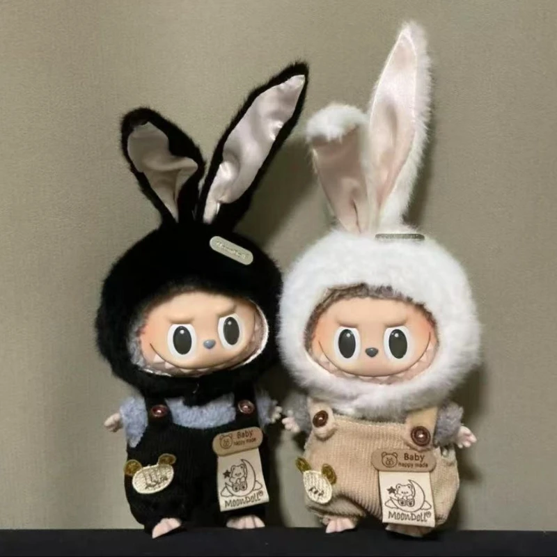 

[Doll clothes only] 17cm first and second generation labubu vinyl plush doll clothes rabbit hat cute rabbit hat overalls