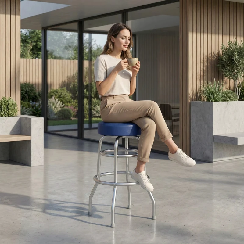 High-footed round chair rotating leather waterproof bar, suitable for living room and kitchen