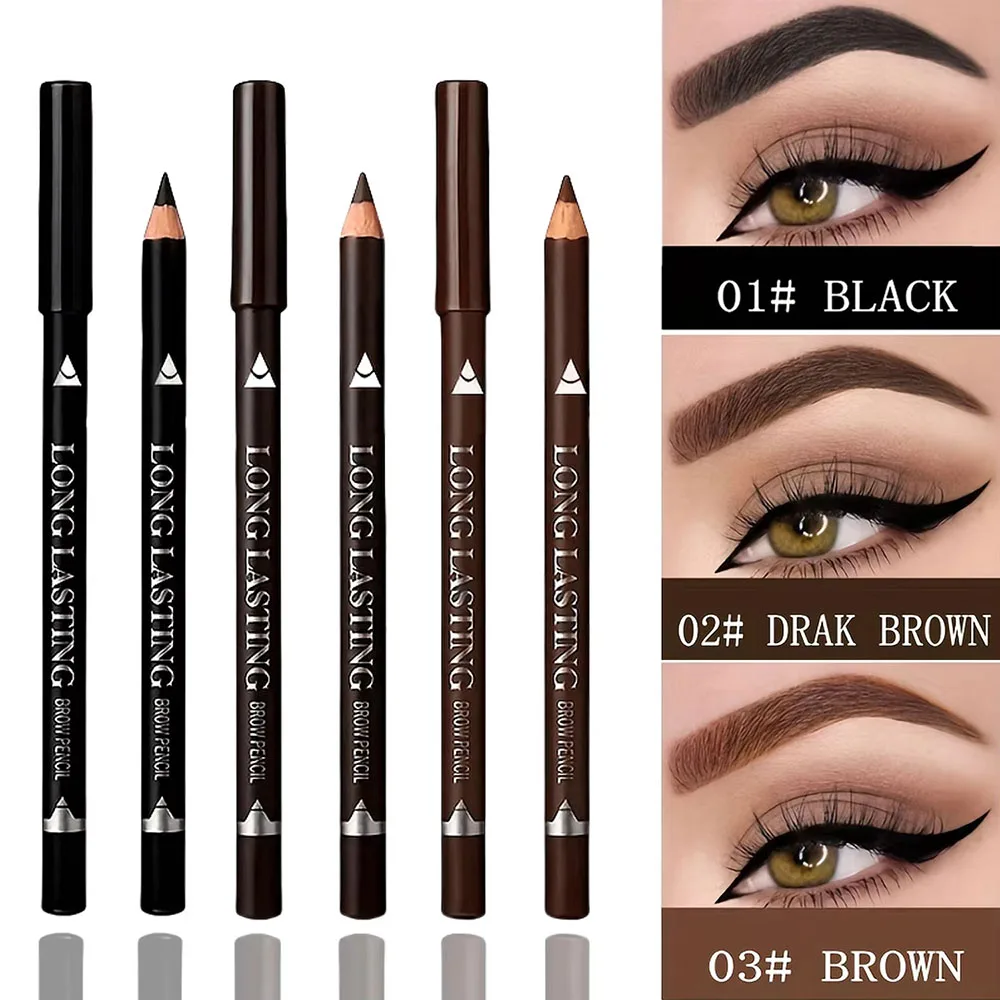 Lápiz de cejas resistente al agua, 6/12 Uds., Color fácil, Natural, negro, marrón, lápiz de maquillaje de ojos, cosmético para principiantes, herramientas de belleza para cejas