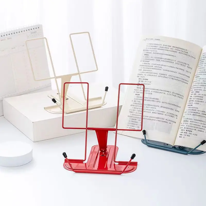 Adjustable Desk Book Stand Cookbook Holder Portable Bookrest Non-slip Page Clips for Thick Book Cookbook Textbook Recipe