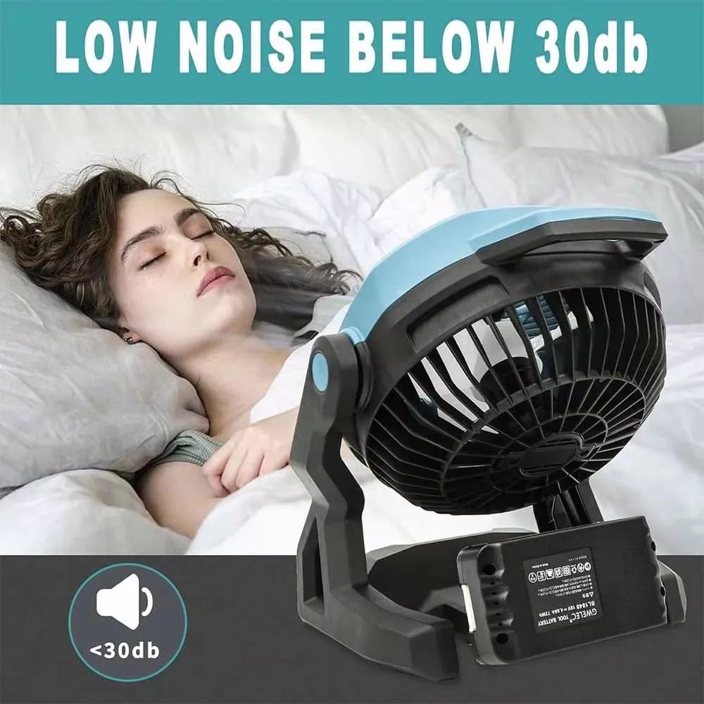 

Portable Camping Fan Powered Desktop Floor Fan for Makita BL1830 for Milwaukee for M18 for Dewalt DCB200 18V 20V Lithium Battery