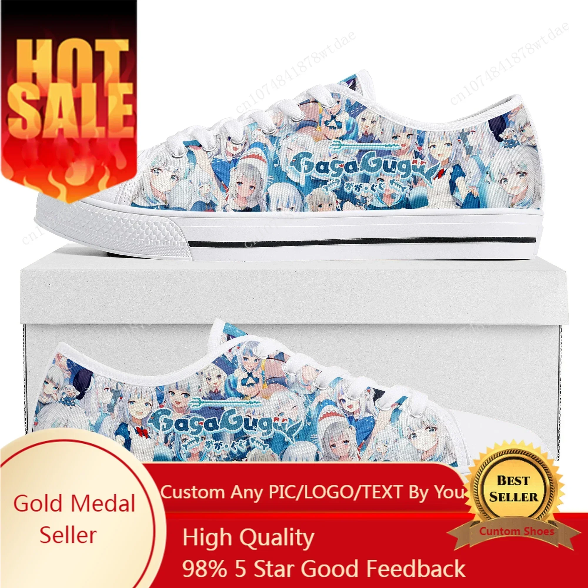 Gauru Gura Low Top Sneakers Womens Mens Fashion High Quality Canvas Sneaker Couple Cute Comics Manga Custom Made Shoes