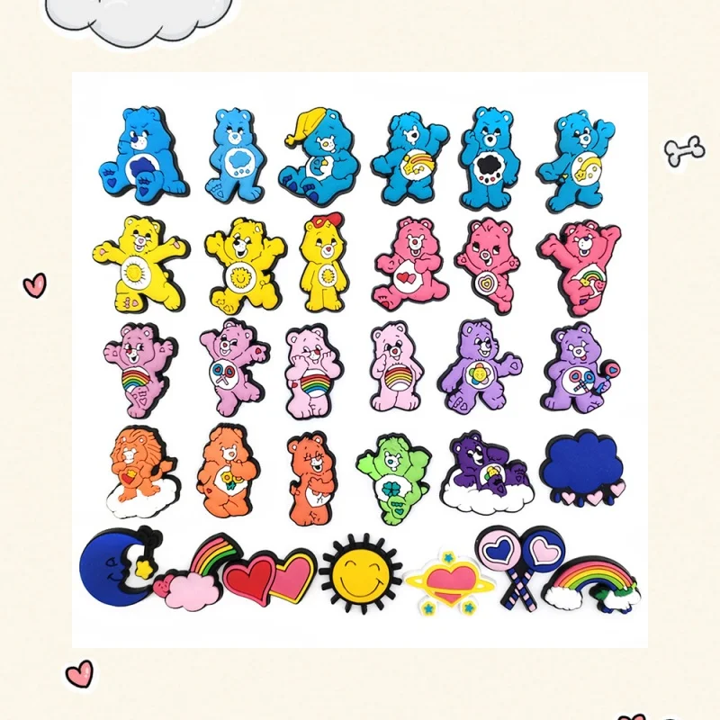 

Hot Toys Cartoon Rainbow Bear series shoes Charms Decorations PVC Shoe Accessories Decoration SandalShoe Party Gifts