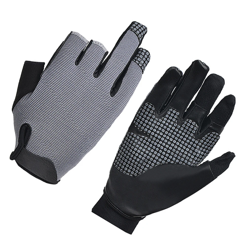 

Silicone Chip Anti Skid Fishing Gloves Professional Reflective Outdoor Rowing Sailing Grey M Durable Portable Easy Carry