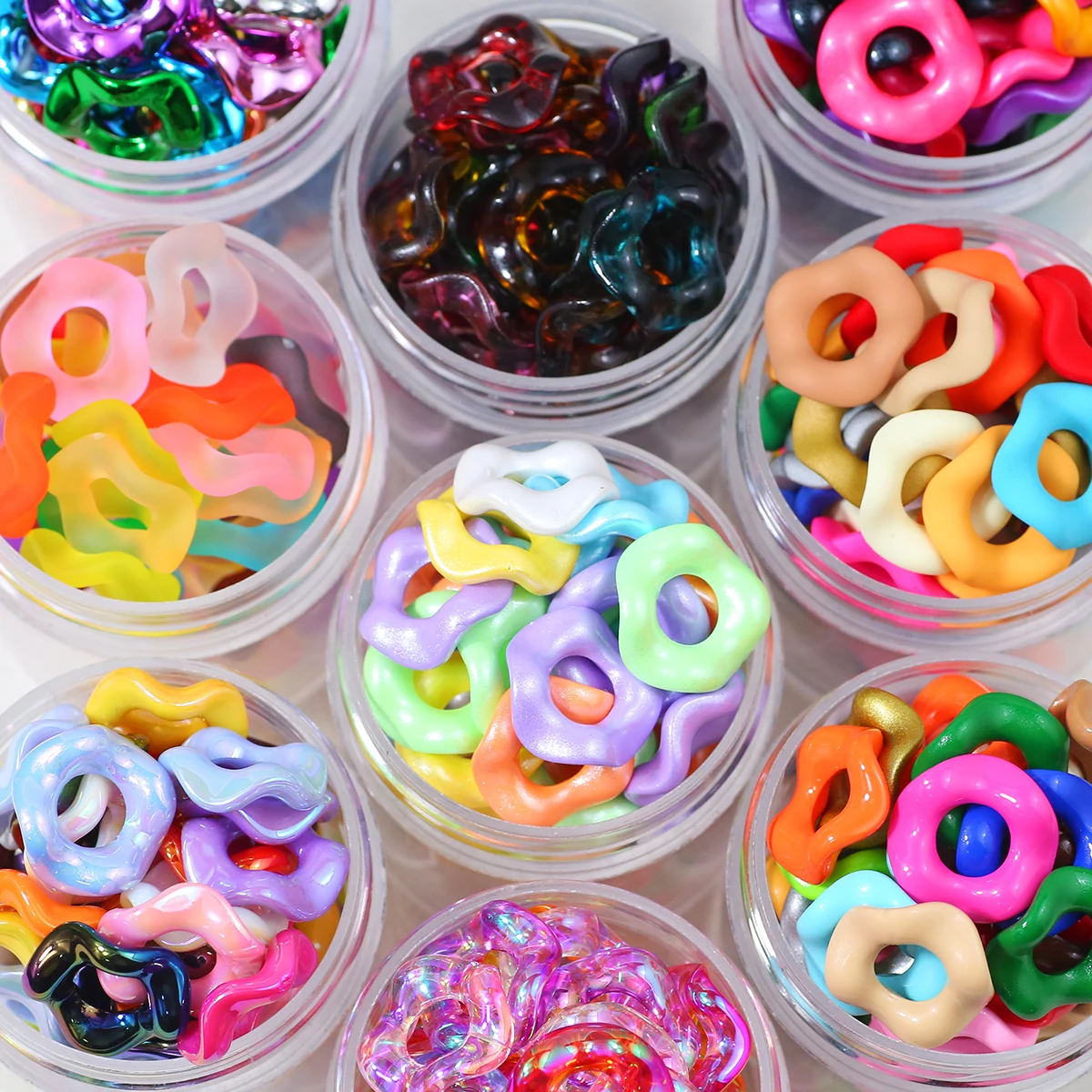 10/20Pcs 16Mm Mixed Color Acrylic Wave Flower Spacer Loose Beads For Jewelry Bracelets Necklace Pendants Making DIY Accessories