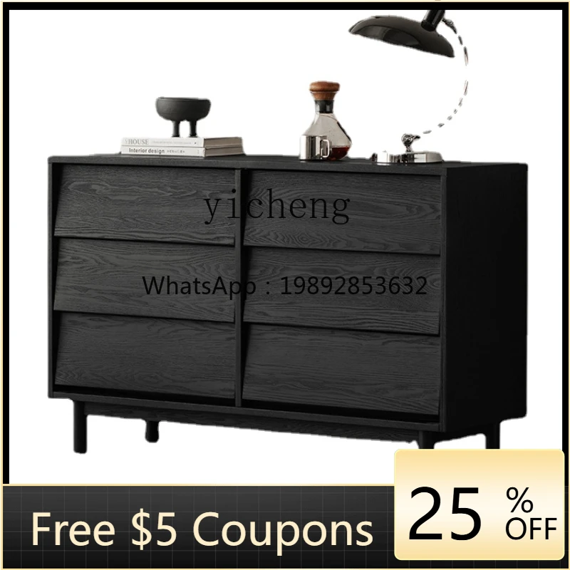 

ZZk Solid Wood Chest of Six Drawers Bedroom Large Capacity Storage Bed Front Cabinet Simple Living Room Wall Storage