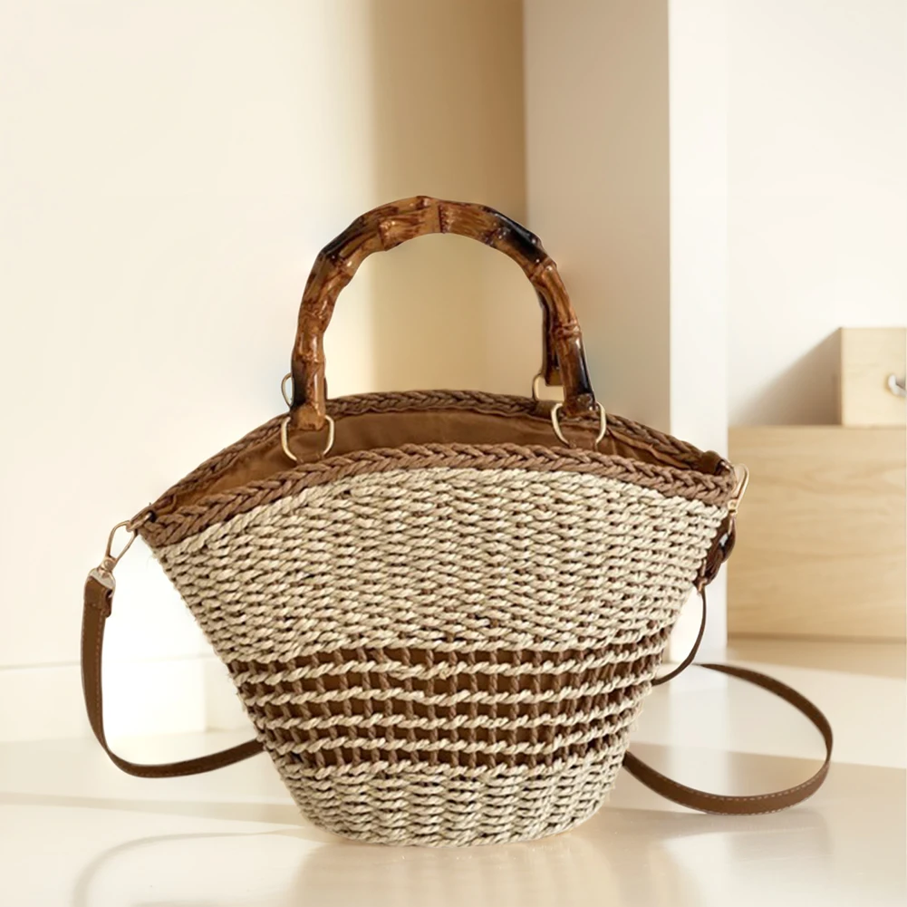 Women Straw Hobo Bag Zipper Woven Shoulder Bag Summer Beach Bag Clutch Purse for Travel Vacation Shopping