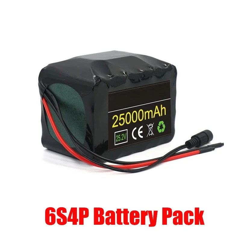 24V 6S4P 25000mAh 18650 Li-ion Battery Pack for Electric Scooters Wheelchairs Power Li-ion Replacement Battery +25.2V 2A Charger
