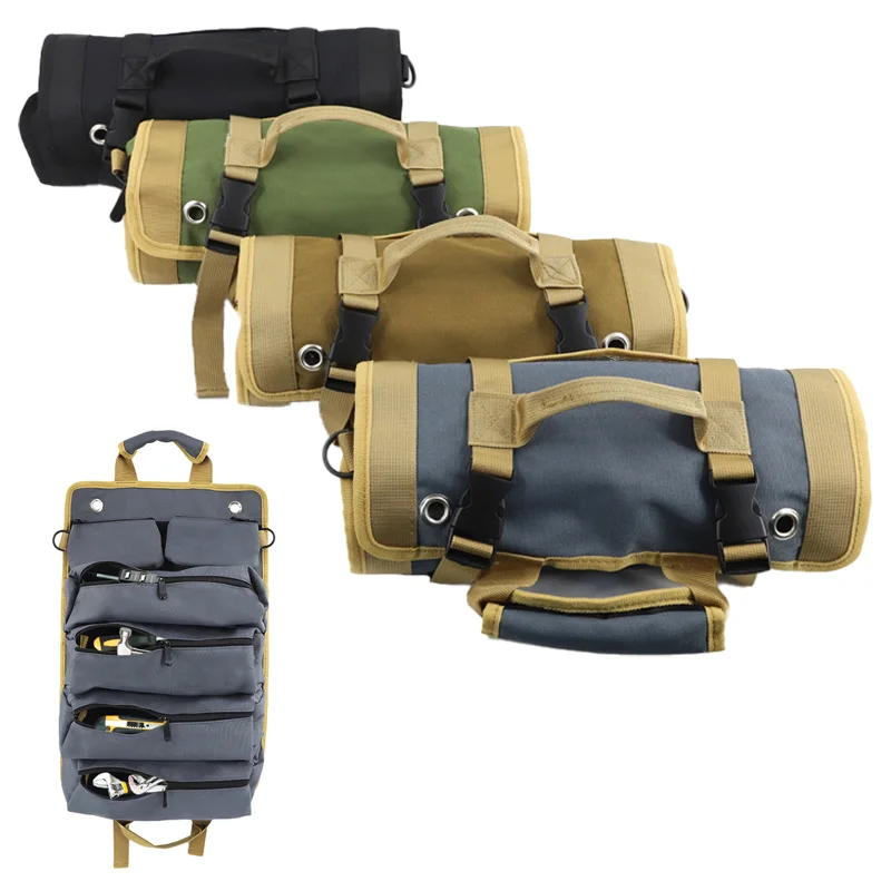 

Tool Roll Organizer Multi Pocket Hanging Tool Roll Portable Tool Organizer Carrier Bag for Mechanic/Electrician/Motorcycle/Truck
