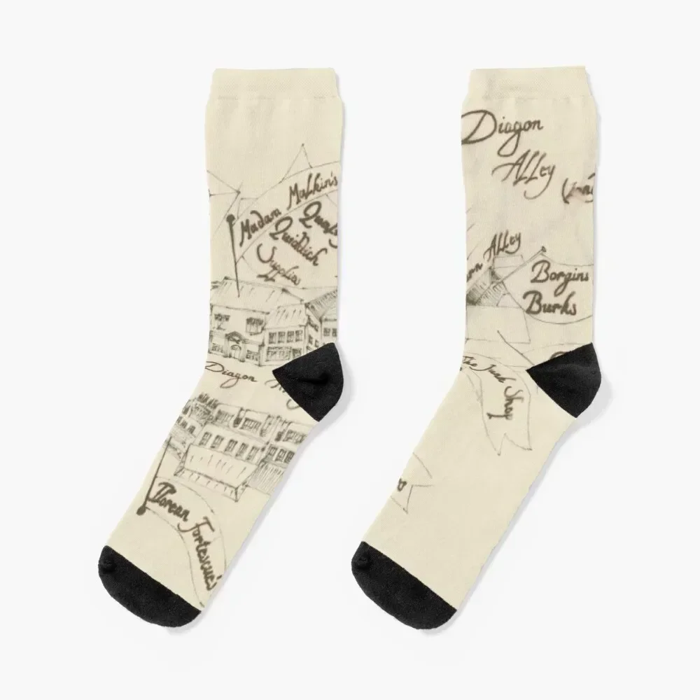 

Diagon Alley Socks Non-slip retro fashionable Sports Socks Women's Men's floral Stockings man christmas gift Girl'S Socks Men's