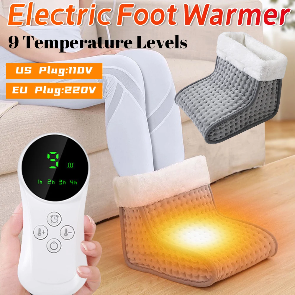 

Electric Foot Warmer Double Feet Slipper EU Plug/USB Interface Foot Warm Pads Detachable Foot Stove Soft for Home Bedroom