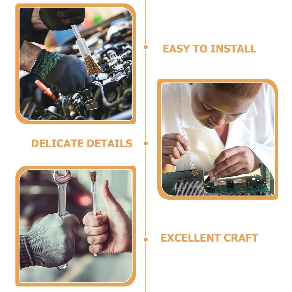 

10pcs Extended Rod Brush Metal Cleaning Wire Stainless Steel For Drill Rust Removal Crevice Cleaning Heavy Duty Grinding Tool