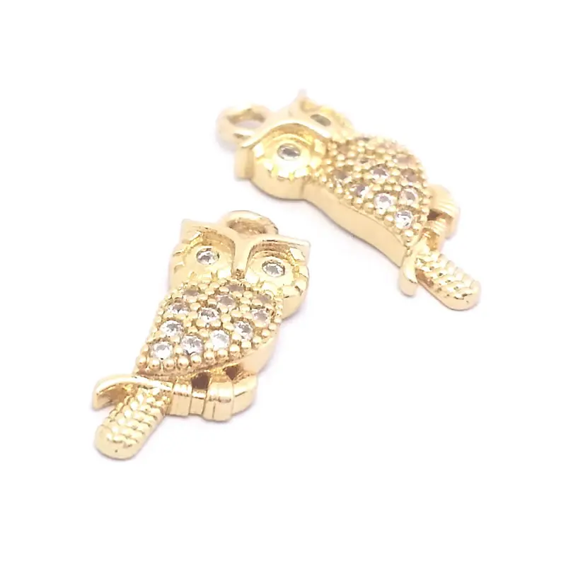 18K Gold Color Brass and Zircon Pigeon Birds Owl Peacock Charms Pendants High Quality Diy Jewelry Making Necklace Accessories