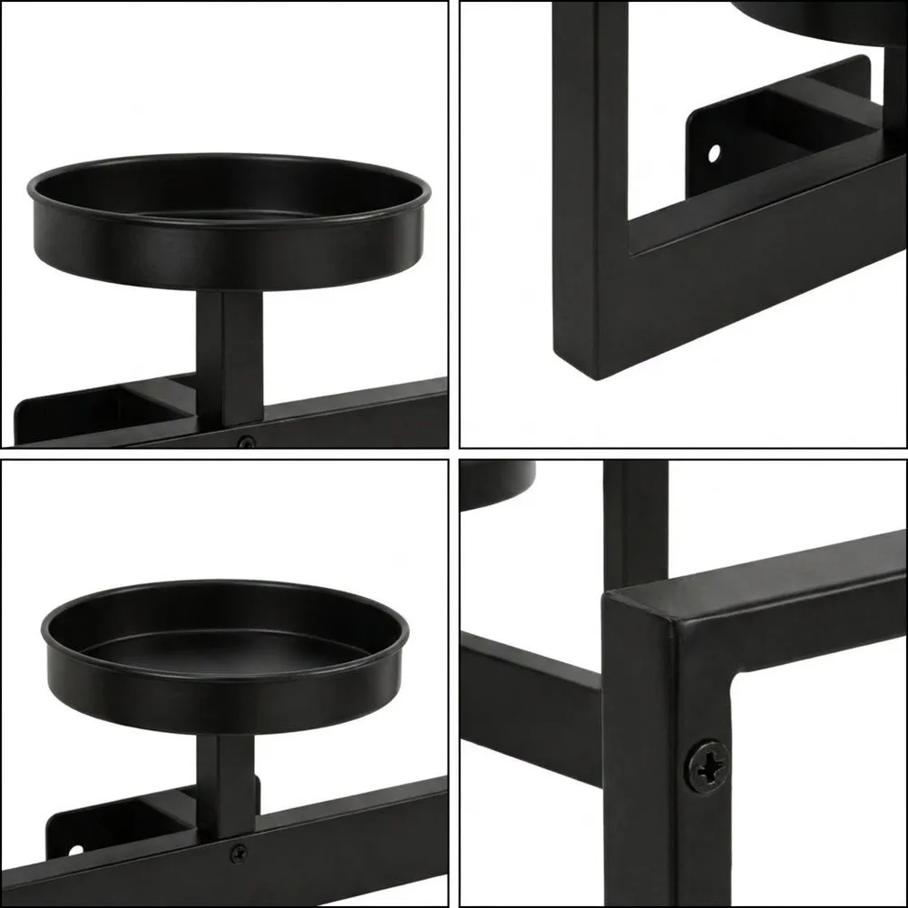 Black Iron Wall Floating Shelves for Plants Set of 2 For Indoor Outdoor Rustproof Shelf 15.8 x 11.8 in Minimalist
