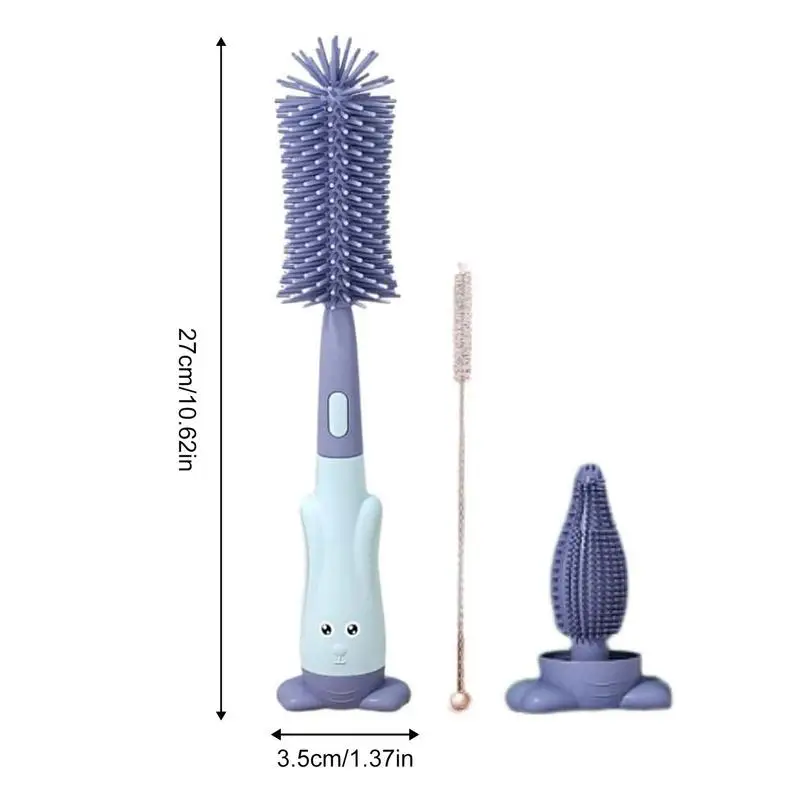 Baby Bottle Cleaning Brush Kit Small Bottle Silica Gel Scrubber Cleaner Brushes Set Washer Milk Water Cleaning Kit Cup