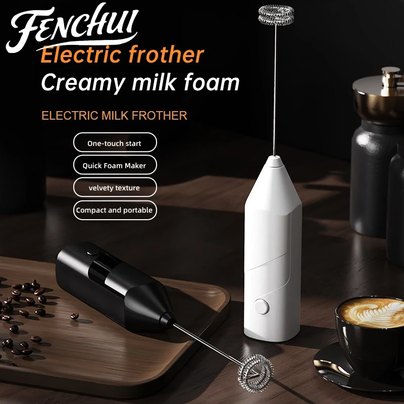 

Fenchui Portable Electric Milk Frother USB Charging Mini Hand Egg Beater Foam Maker For Coffee Latte Milk Tea Baking Cream Mixer