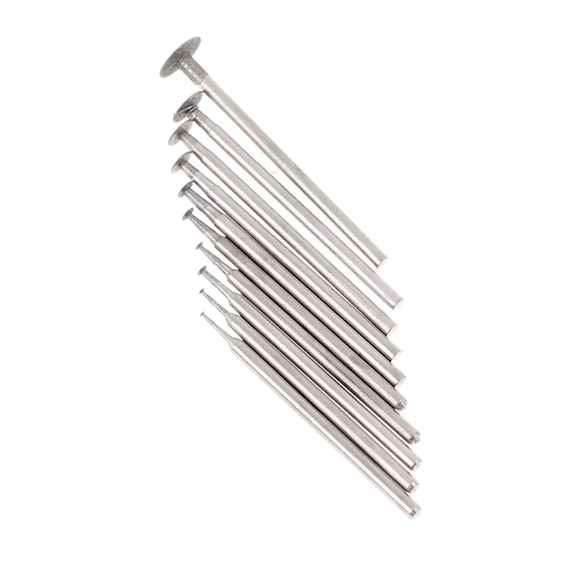 B*new 10PCS 0.5-8mm Grinding Bit Accessory Ultra-Thin T Head Shank Diamond Mounted Point Stone Jade Carve Polish Engrave Tool