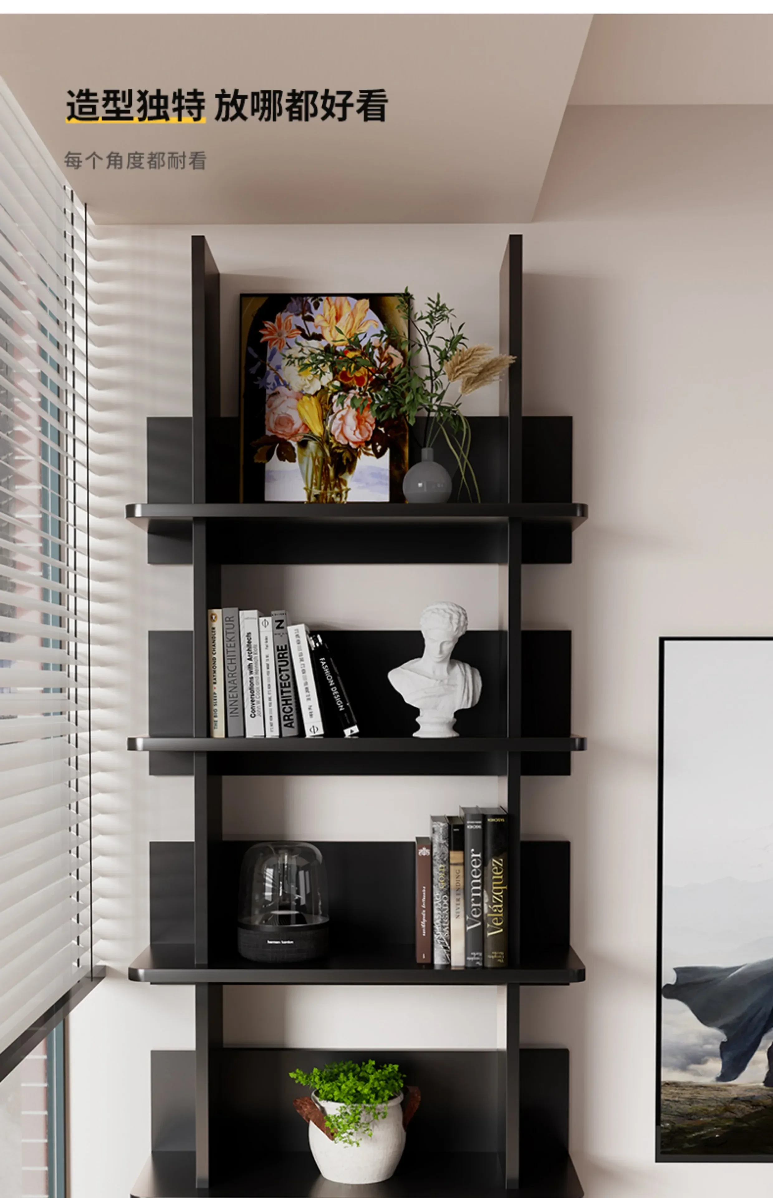 

Bookshelf wall mounted storage rack K Nordic multi-layer storage rack Old storage rack Floor standing