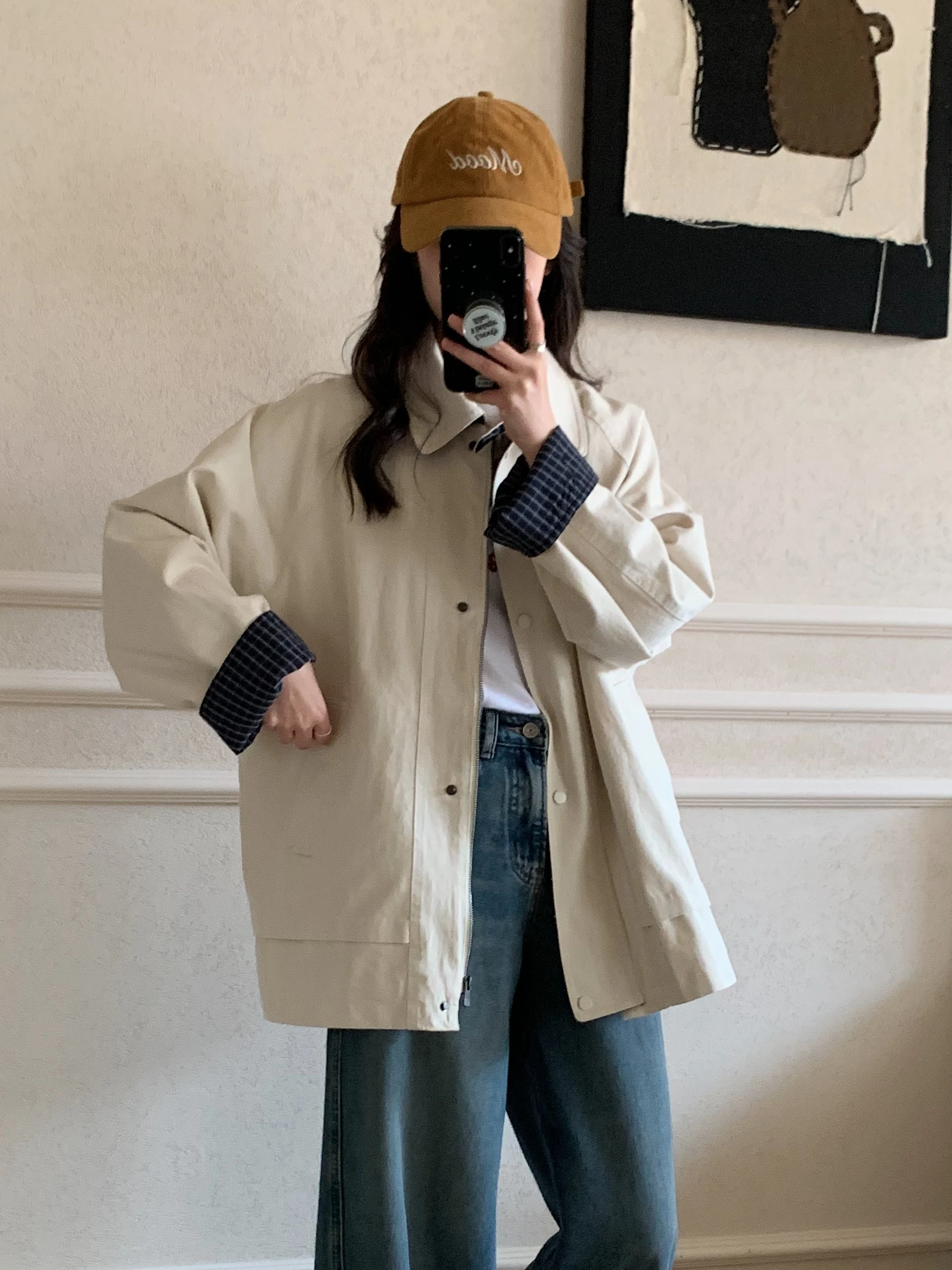 

Весенняя новинка: корейское клетчатое пальто из хлопка в стиле пэчворк, свободное повседневное универсальное женское пальто-куртка для ежедневной носки