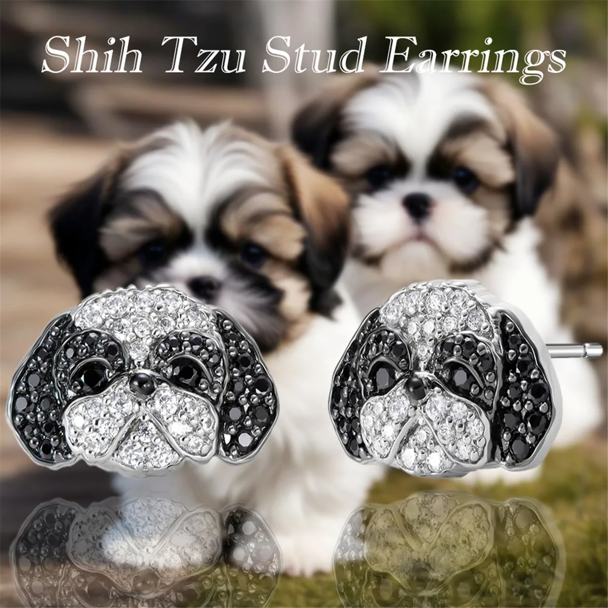 1Pair Cute Shih Tzu Earrings Exquisite Women's Cartoon Pet Memorial Jewelry Daily Party Decoration Perfect Gift for Dog Lovers