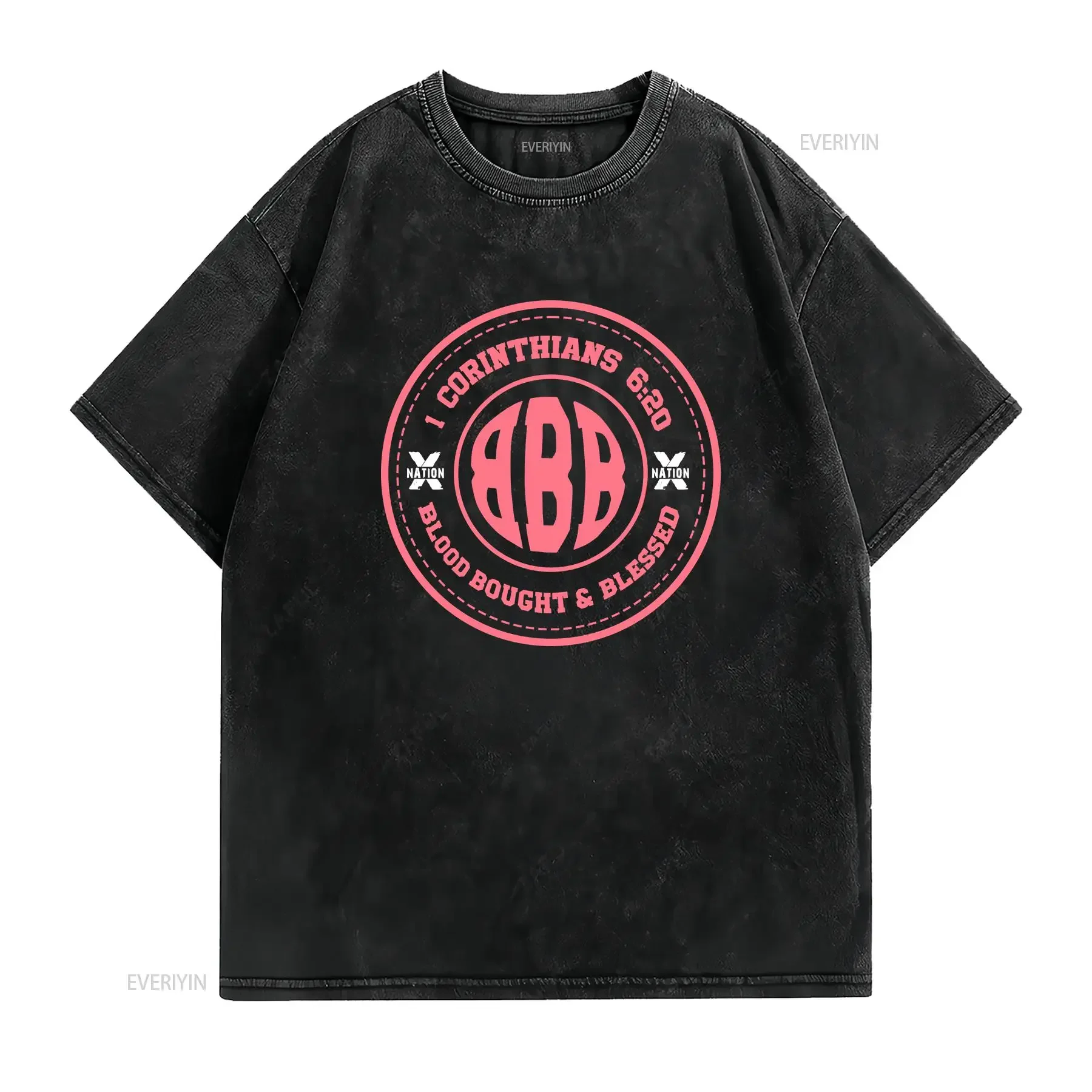 Hebrew Israelite Blood Bought Blessed T Shirt with Fringes X Nation Brand 12 Tribes Garments vintage Washed Stretched