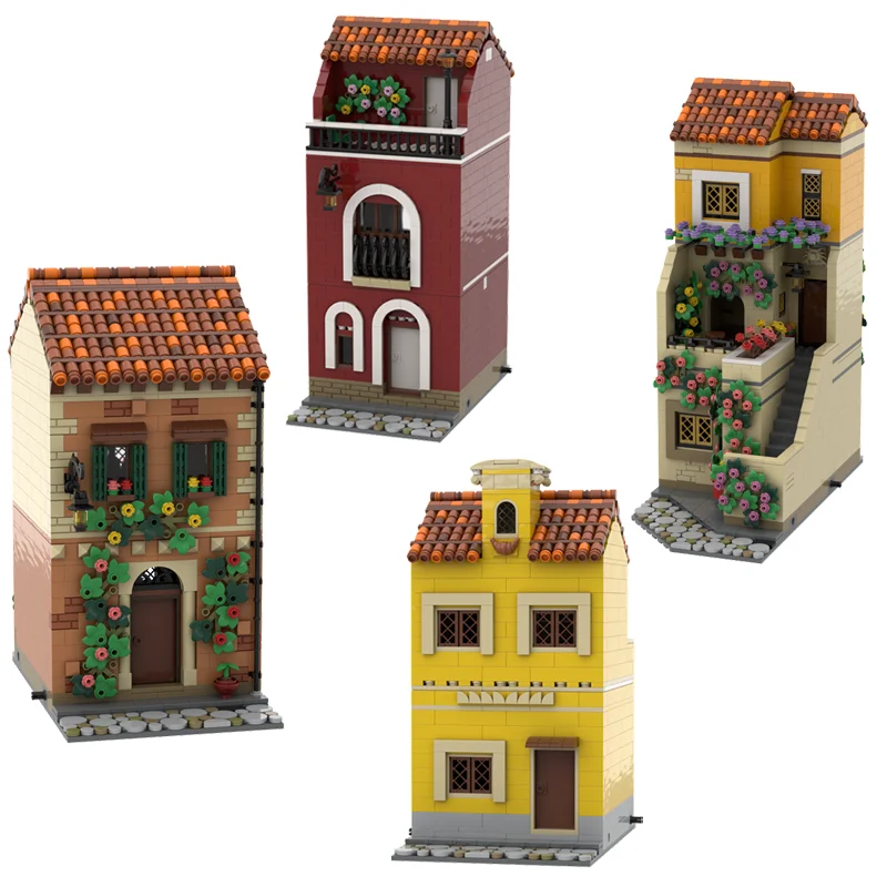 Moc modulare italienische Straßen serie Straßenbild Gebäude Hausbau DIY Spielzeug Geburtstags geschenk Ornamente (kein Interieur)